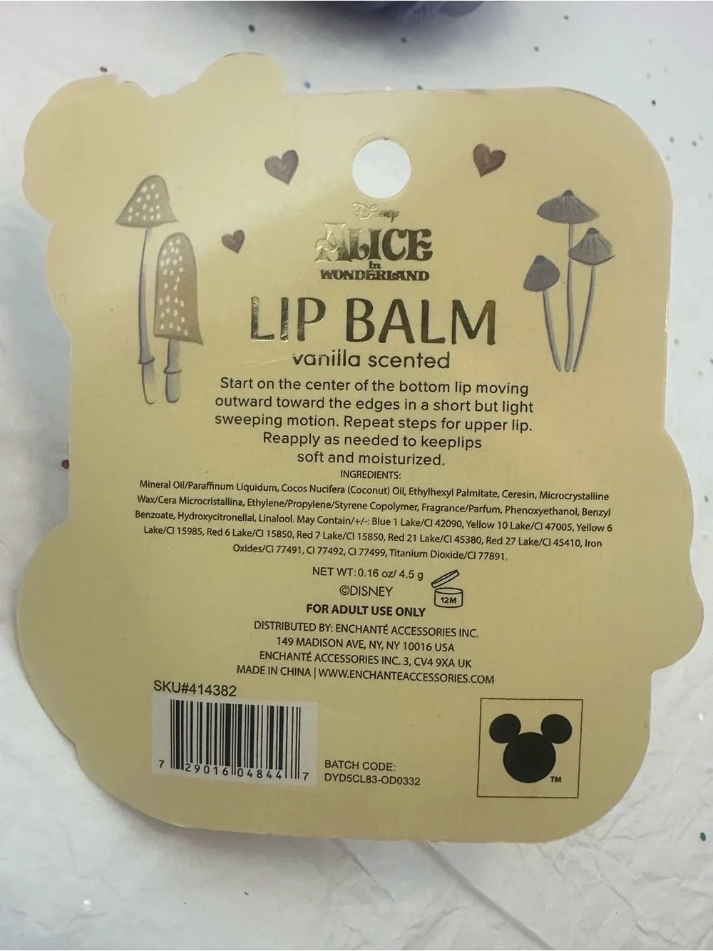 Alice in Wonderland Mushroom Lip Balm Duo & Bath Loofa set NWT